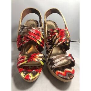 Anne Michelle Dynamite87A Brown Multi Fabric Heels